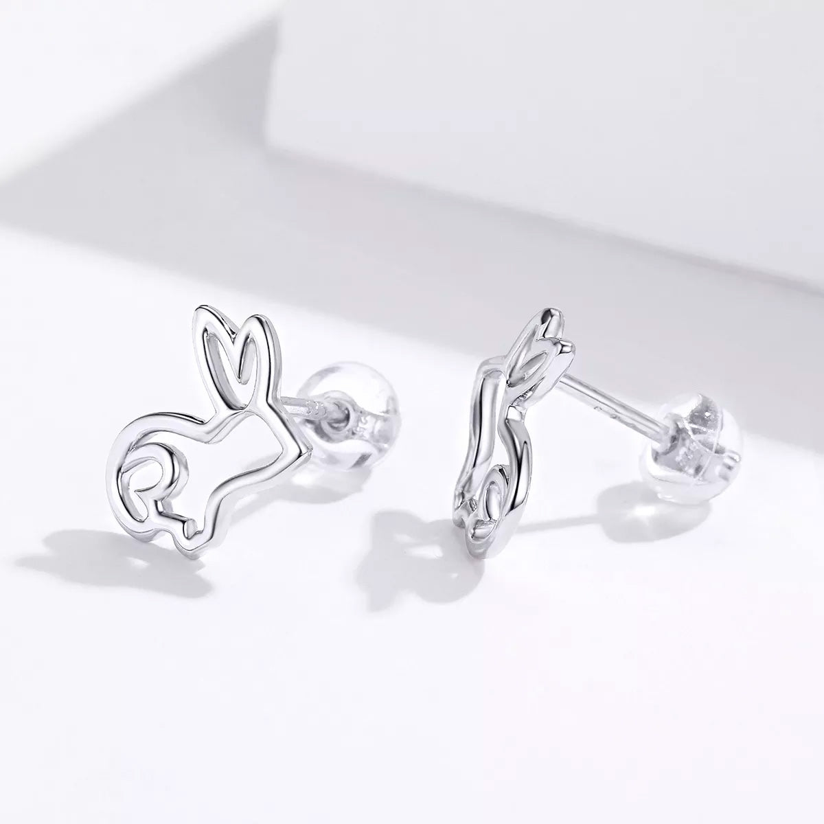 Sterling Silver Rabbit Hypoallergenic Stud Earrings