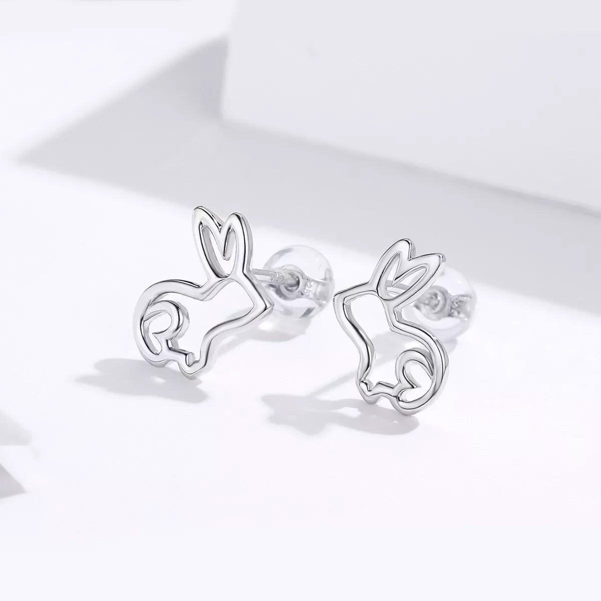 Sterling Silver Rabbit Hypoallergenic Stud Earrings