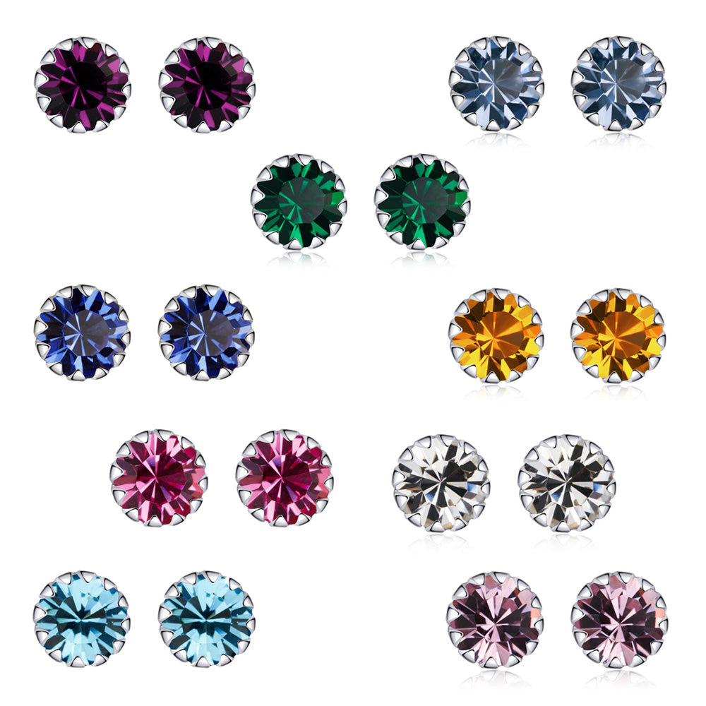 Sterling Silver Brilliant CZ Hypoallergenic Stud Earrings