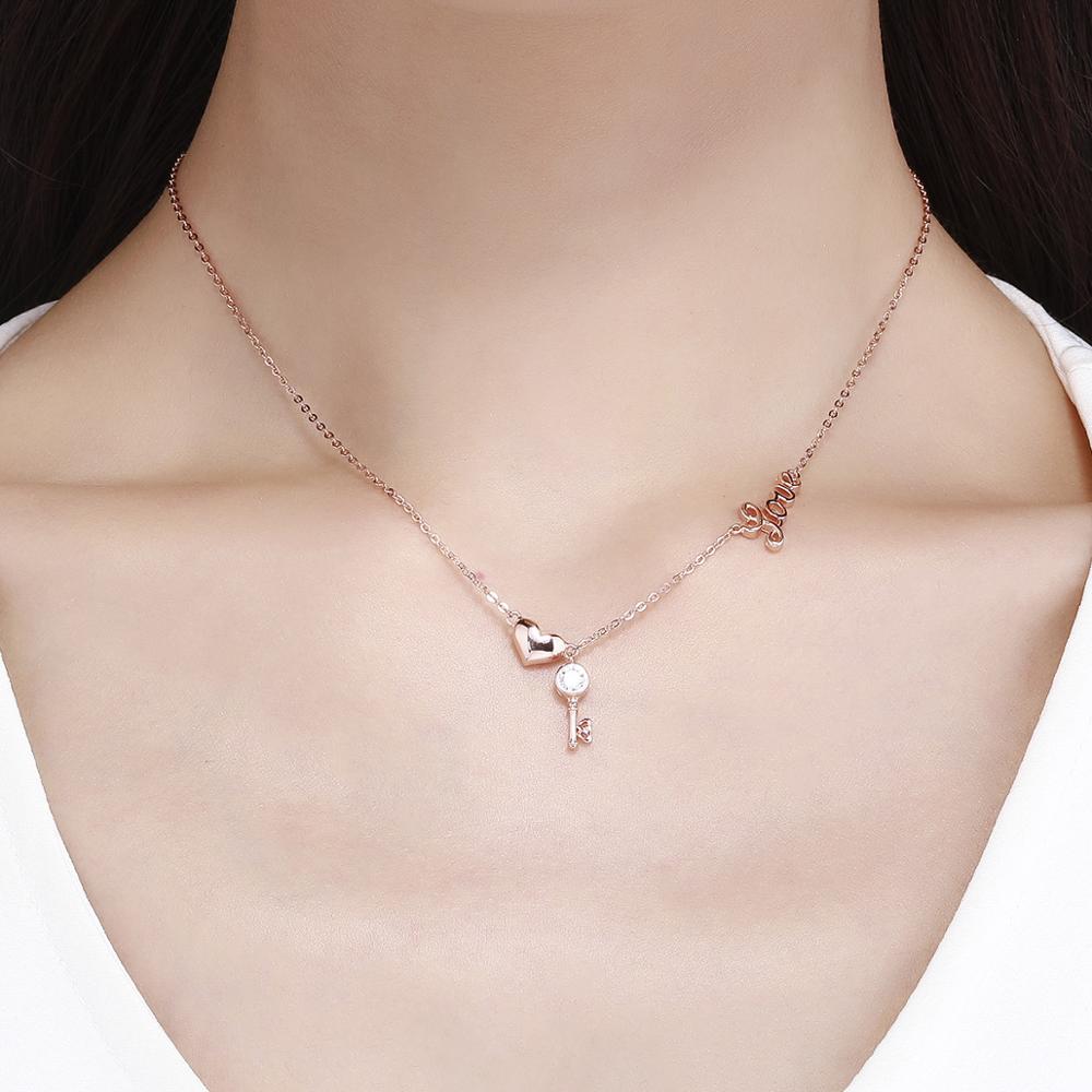 Sterling Silver Love Key Hypoallergenic Necklace