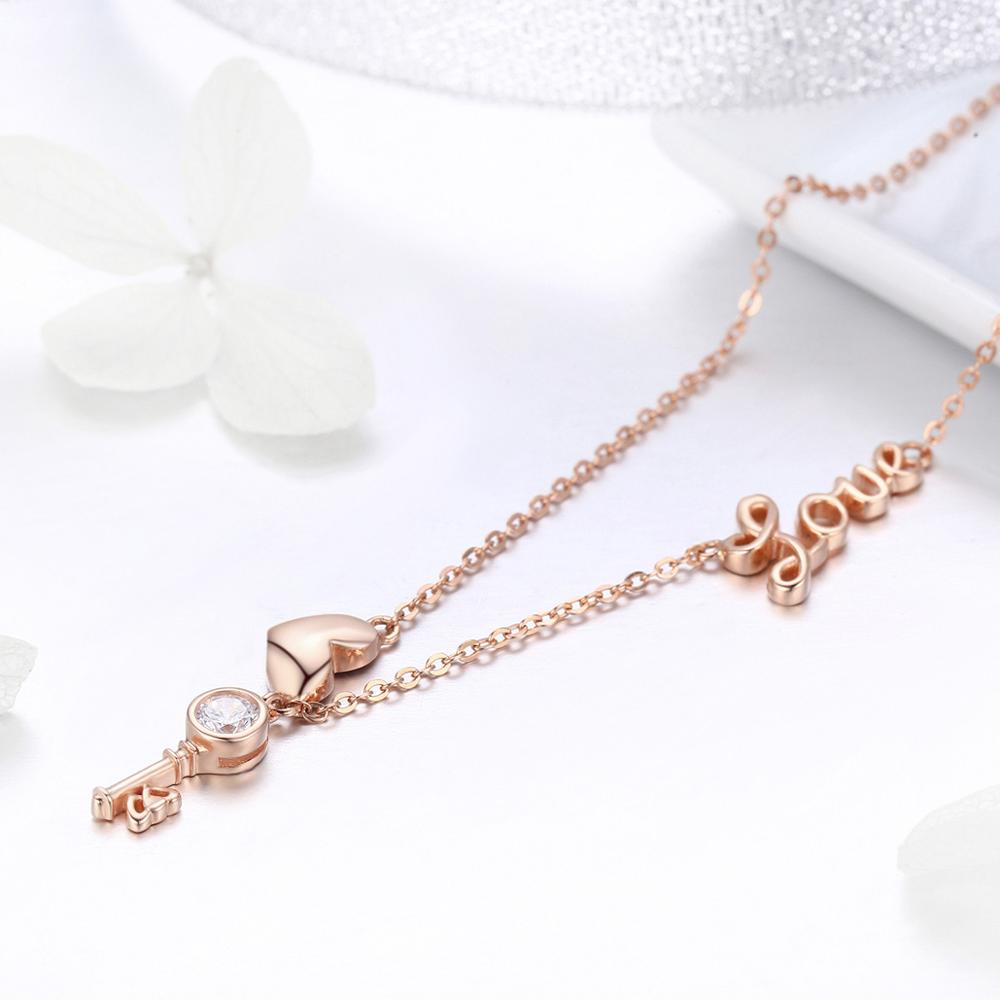 Sterling Silver Love Key Hypoallergenic Necklace