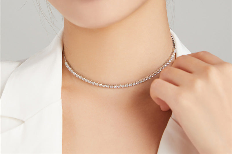 Sterling Silver Simple Chain Chocker Hypoallergenic Necklace
