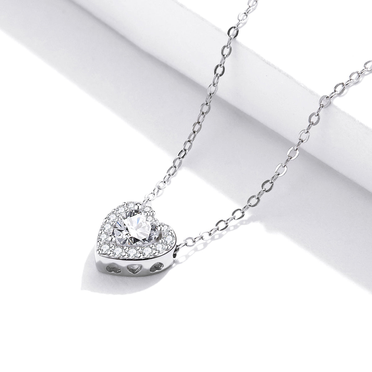 Sterling Silver Crystal Heart Hypoallergenic Necklace