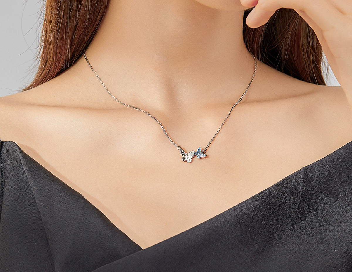 Sterling Silver Butterflies Hypoallergenic Necklace