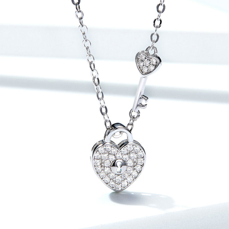 Sterling Silver Heart Key Hypoallergenic Necklace