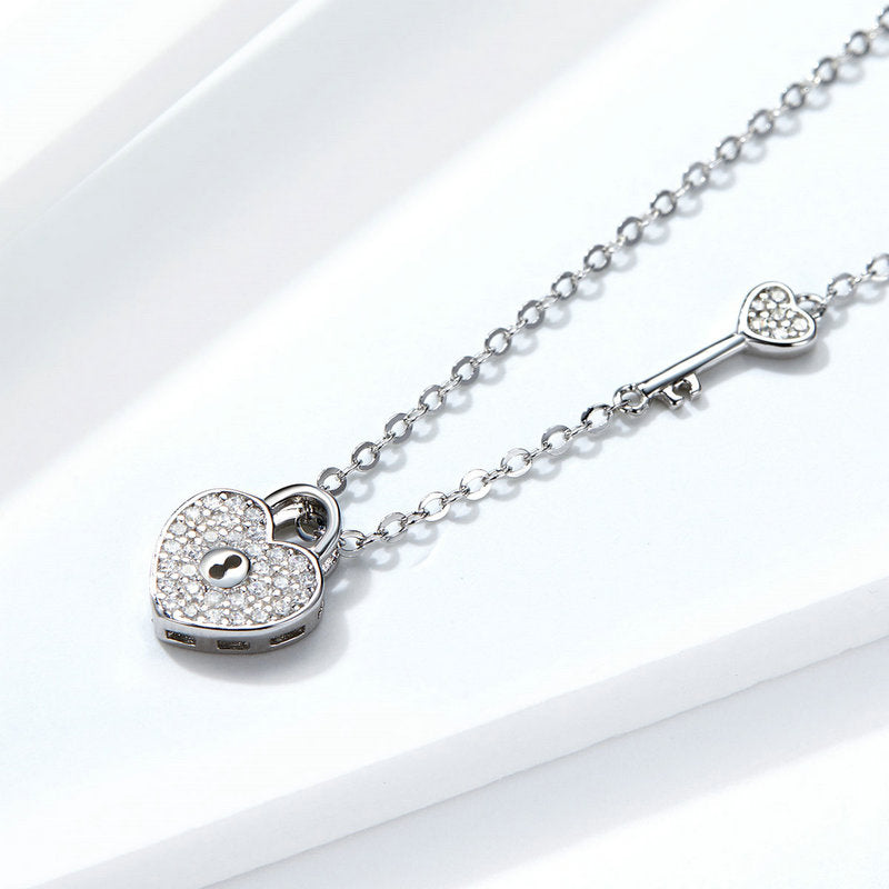 Sterling Silver Heart Key Hypoallergenic Necklace