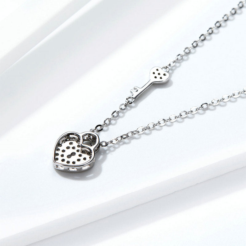 Sterling Silver Heart Key Hypoallergenic Necklace
