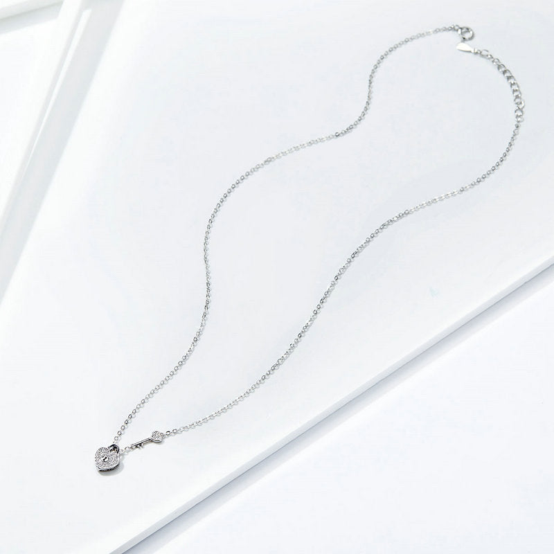 Sterling Silver Heart Key Hypoallergenic Necklace