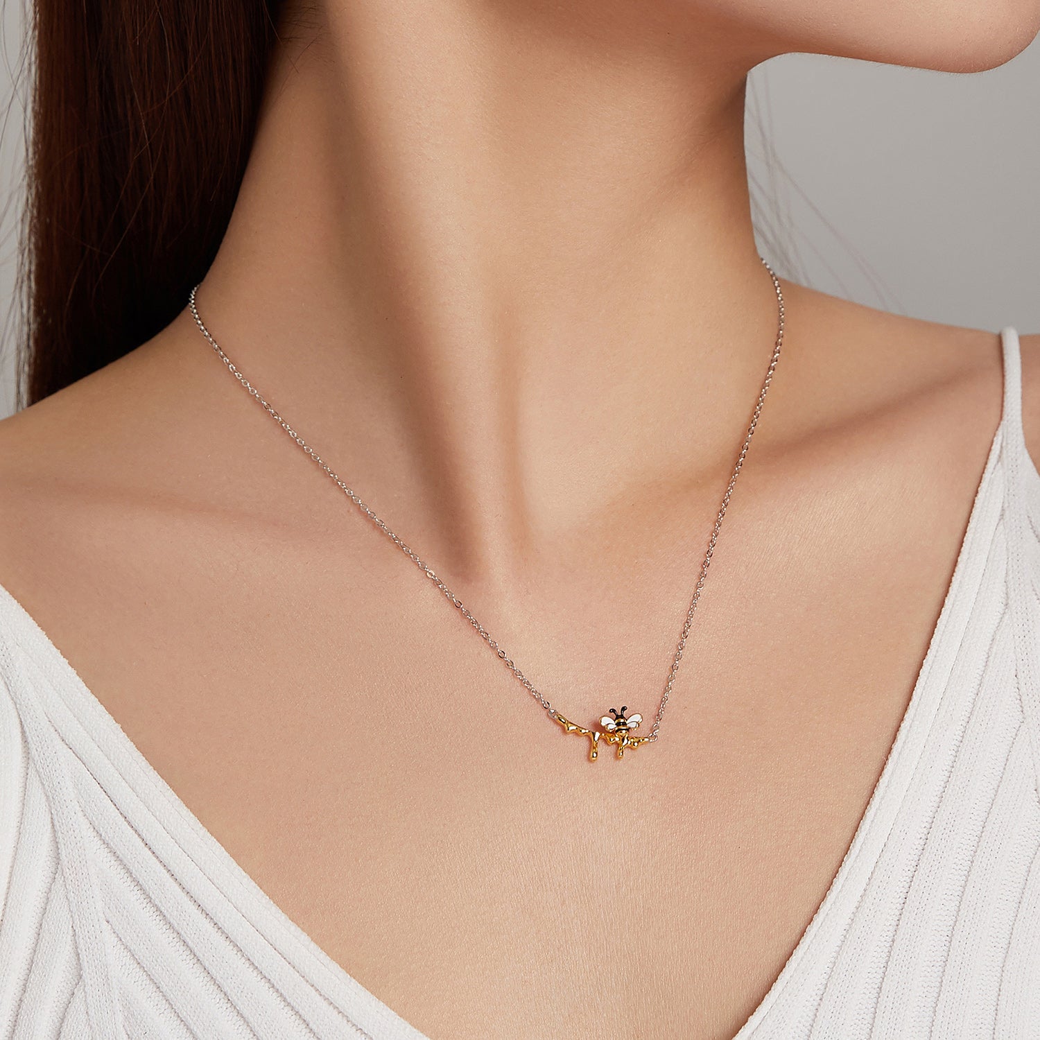 Sterling Silver Honey & Bee Hypoallergenic Necklace