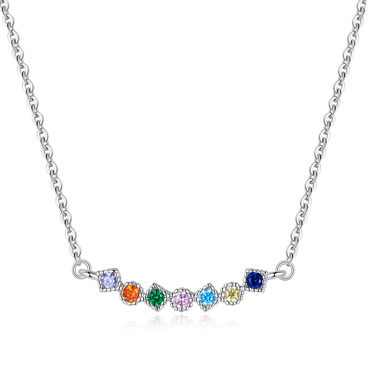 Sterling Silver Geometric Rainbow Hypoallergenic Necklace