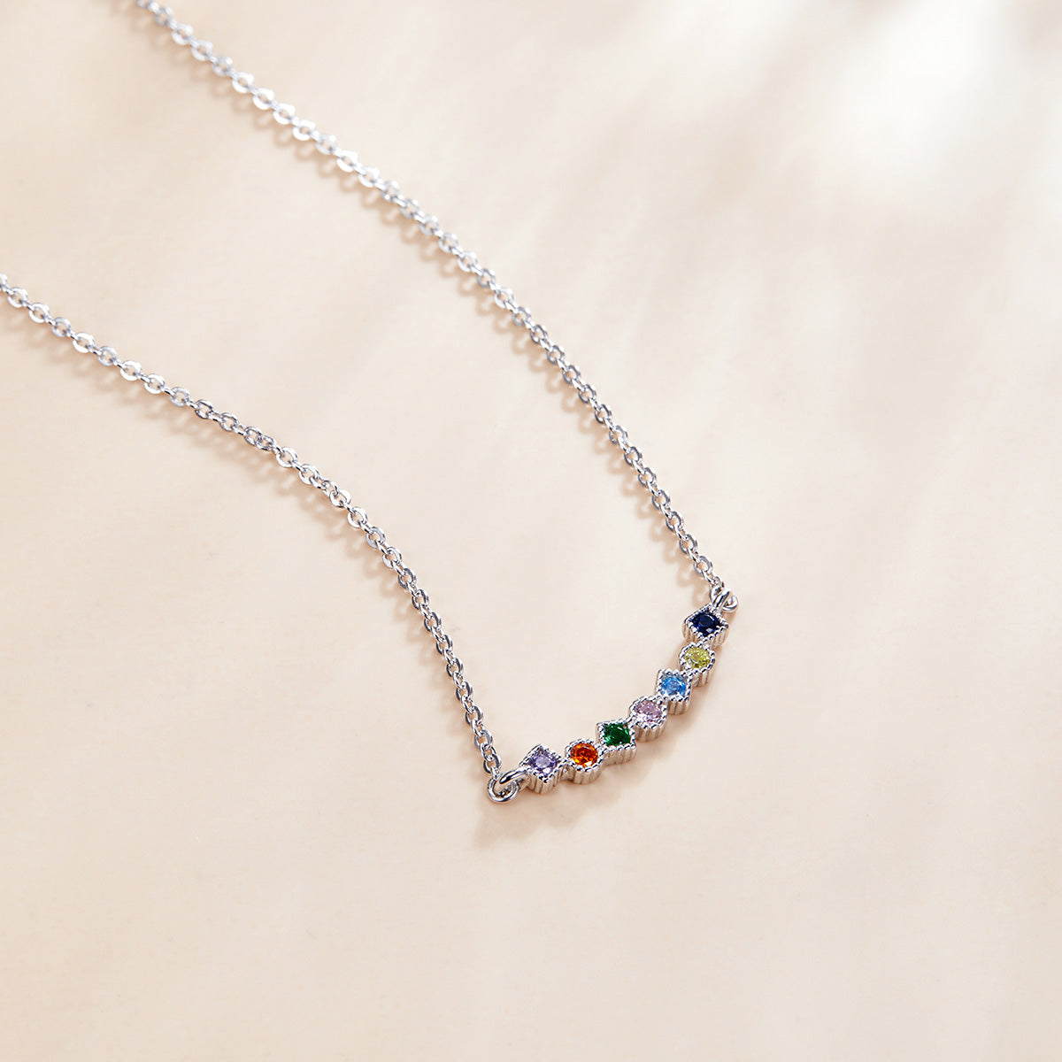 Sterling Silver Geometric Rainbow Hypoallergenic Necklace