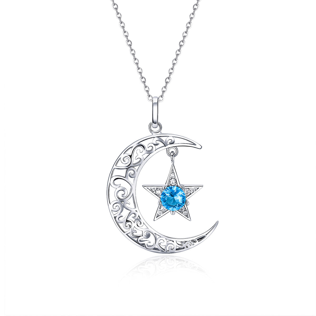 Sterling Silver Delicate Moon & Star Hypoallergenic Necklace
