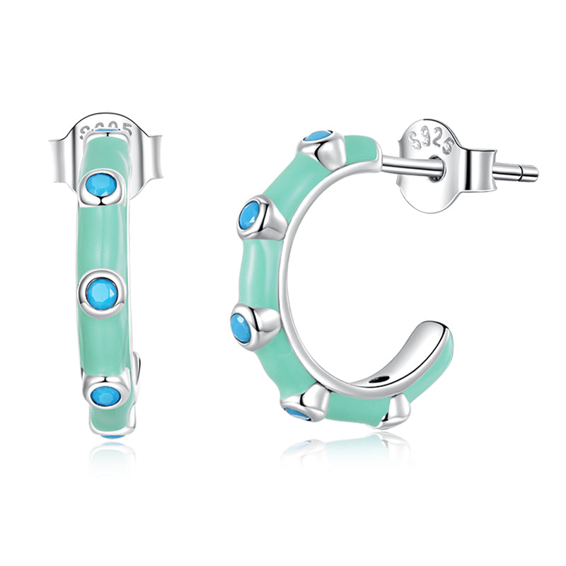 Sterling Silver Blue Turquoise Stud Hypoallergenic Earrings