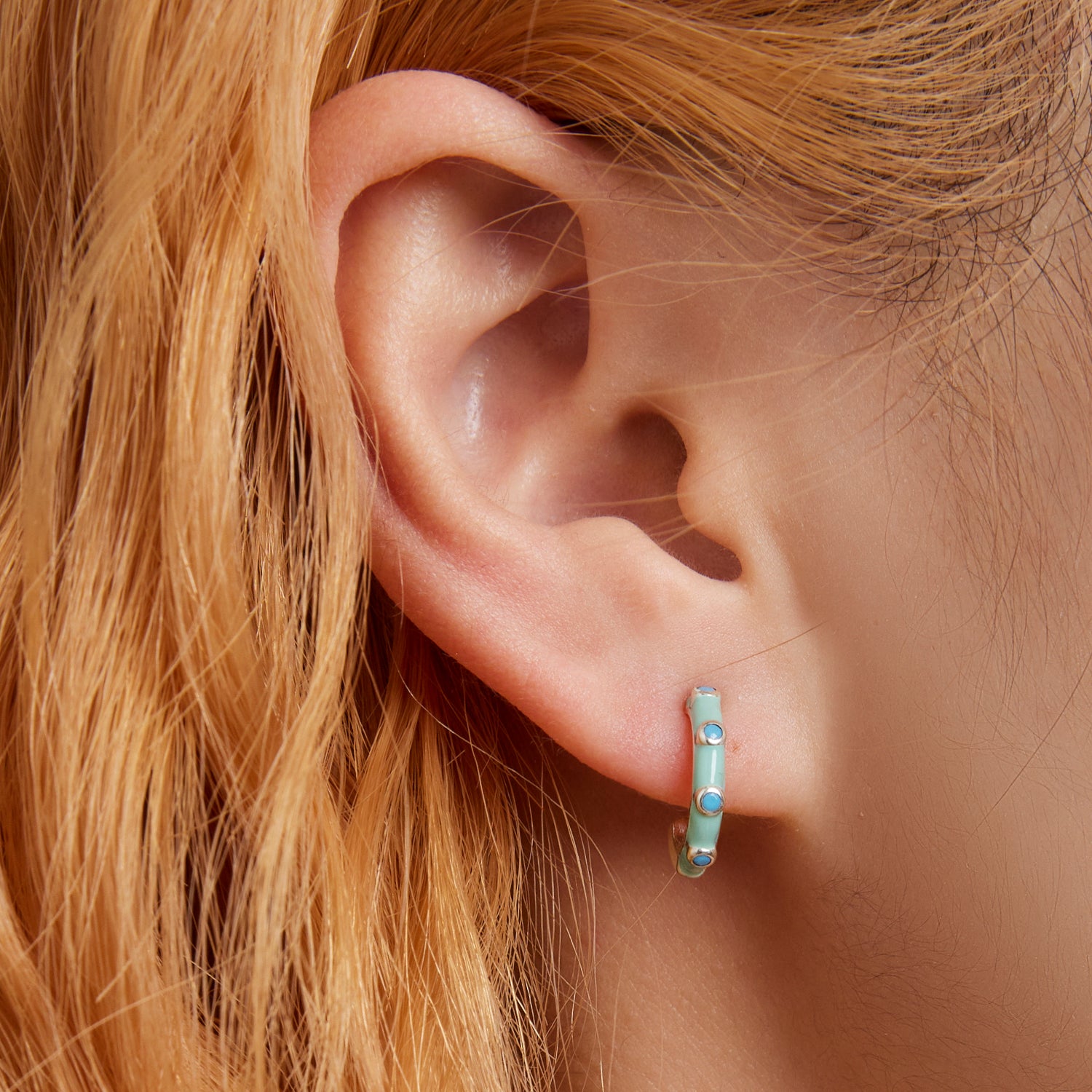Sterling Silver Blue Turquoise Stud Hypoallergenic Earrings