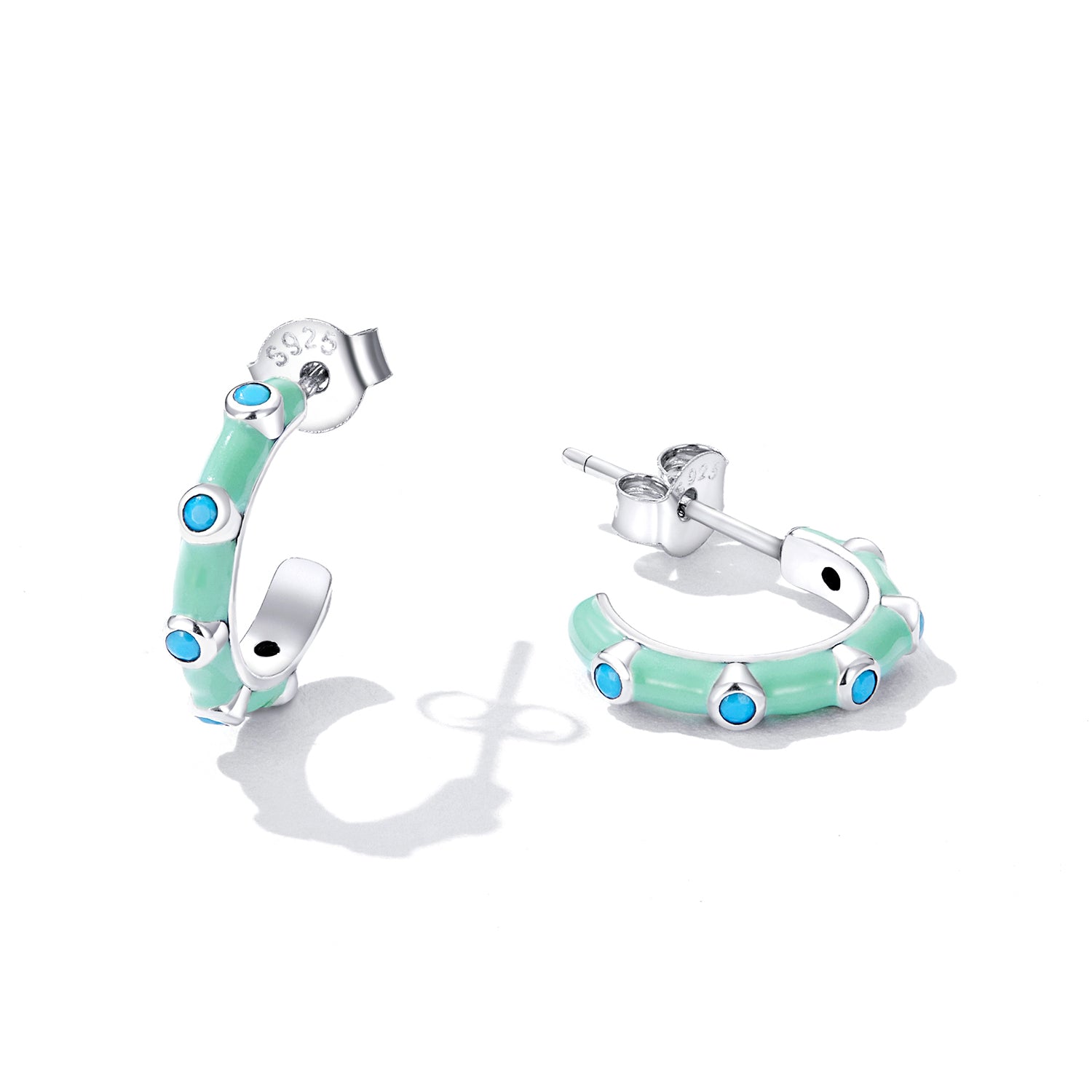 Sterling Silver Blue Turquoise Stud Hypoallergenic Earrings