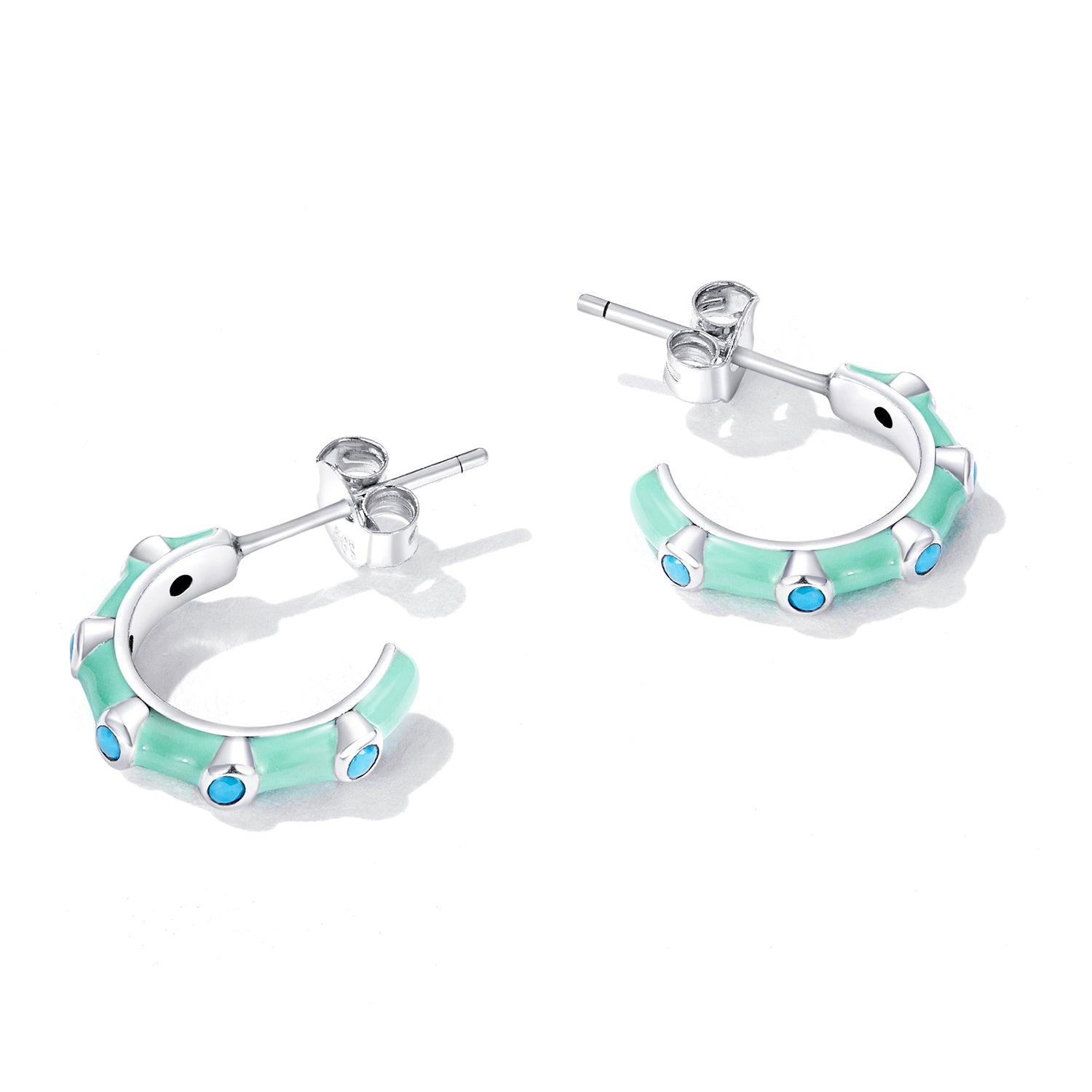 Sterling Silver Blue Turquoise Stud Hypoallergenic Earrings