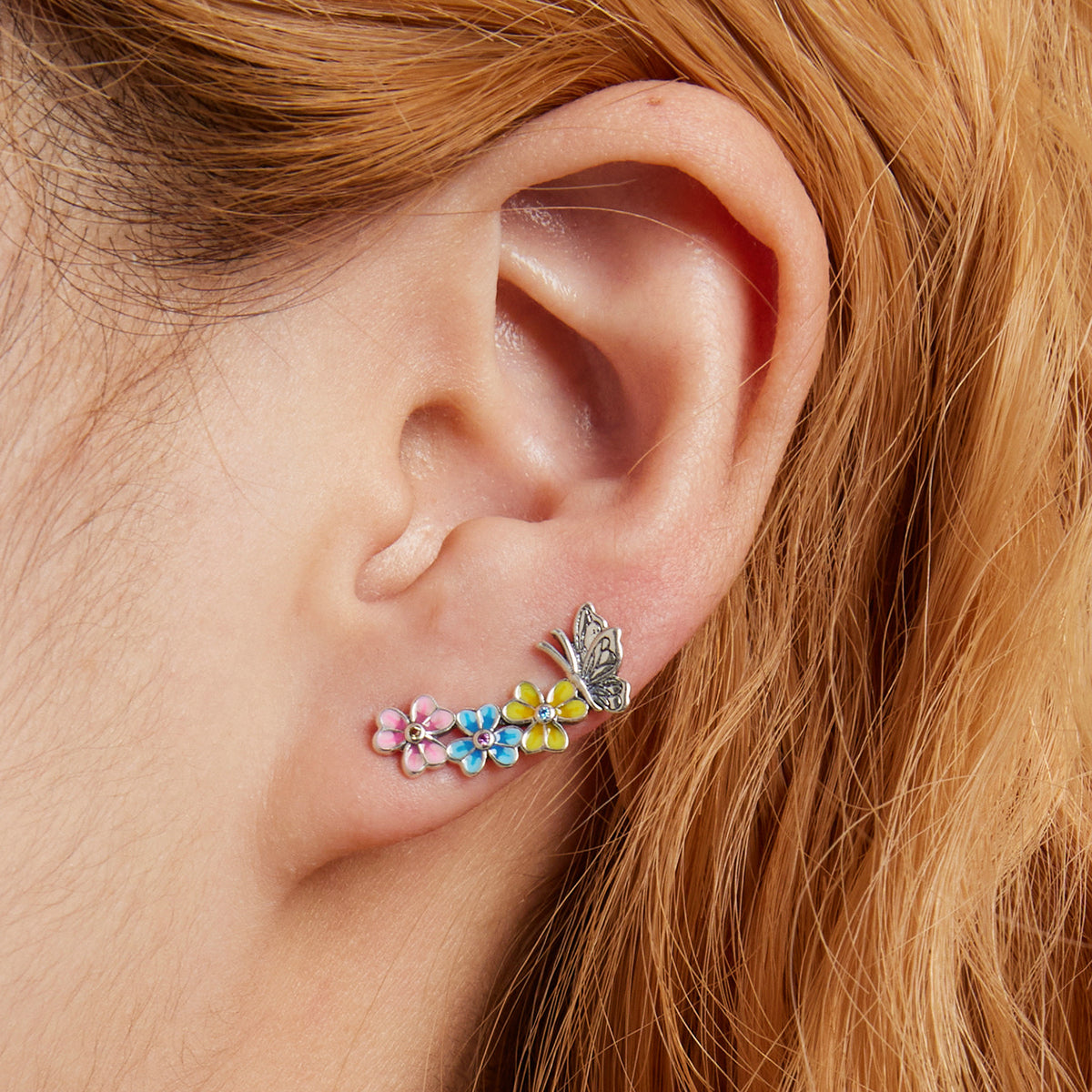 Sterling Silver Flower Garden Hook Hypoallergenic Earrings