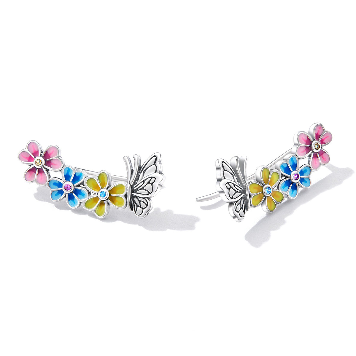Sterling Silver Flower Garden Hook Hypoallergenic Earrings
