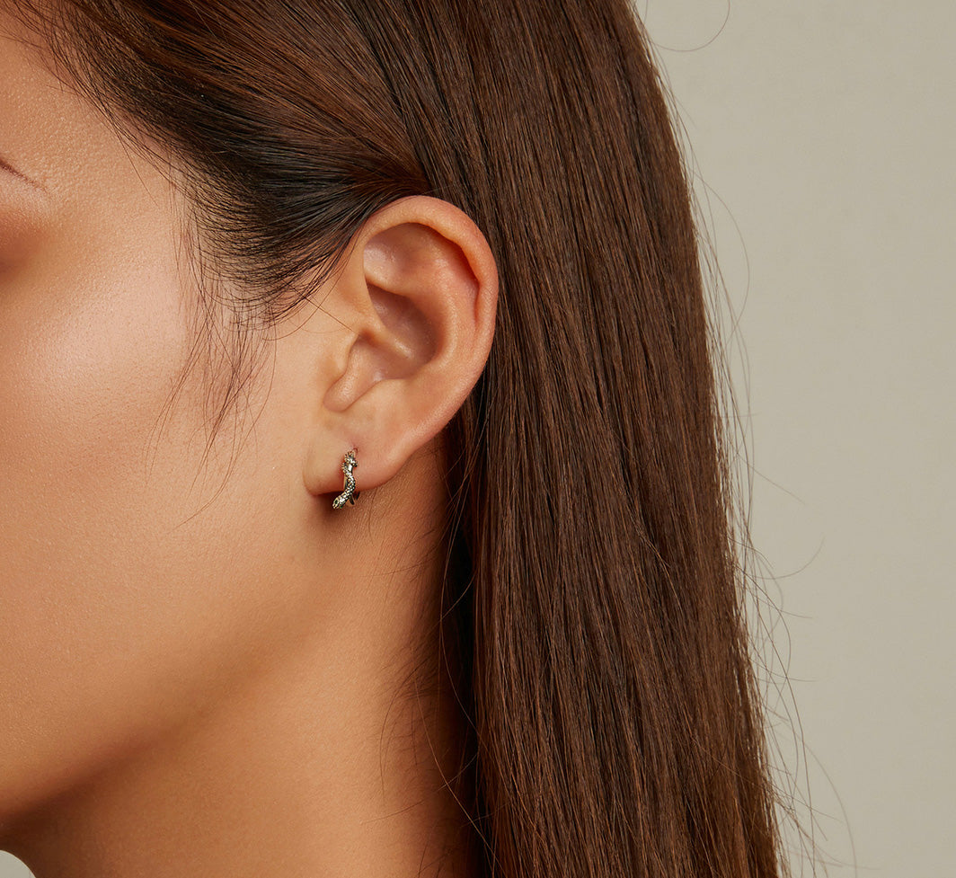 Sterling Silver Entwined Snake Huggie Hypoallergenic Earrings