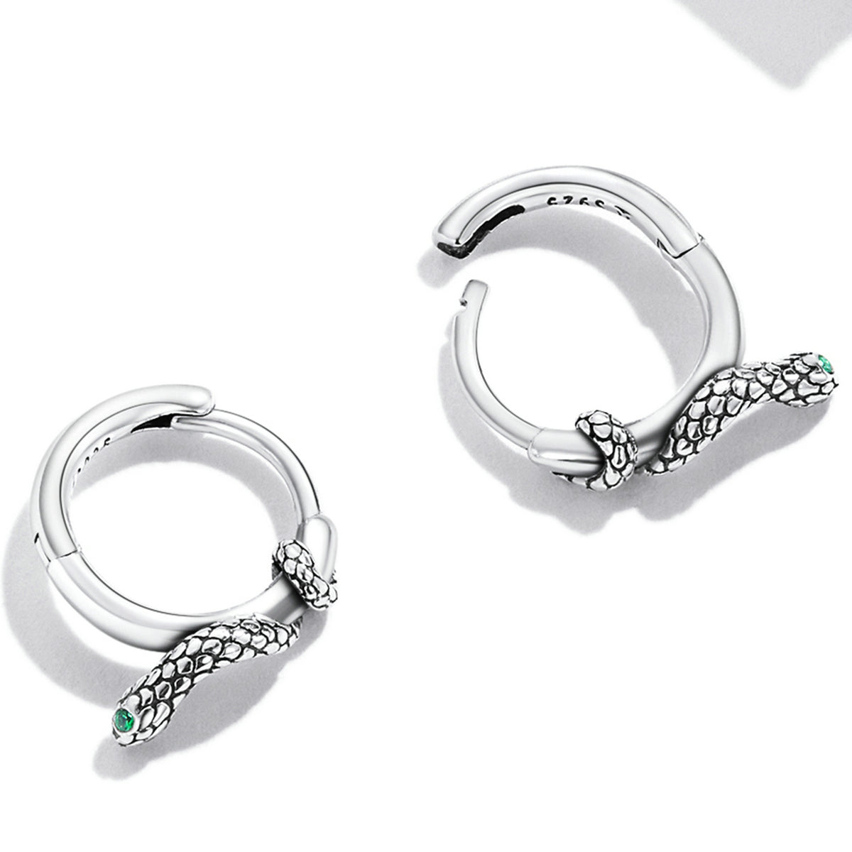 Sterling Silver Entwined Snake Huggie Hypoallergenic Earrings