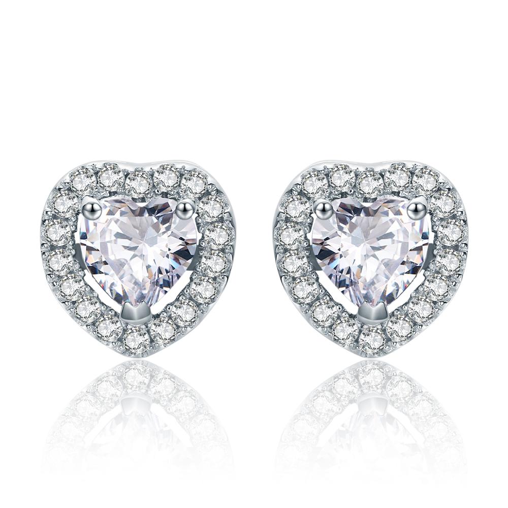 Sterling Silver Double Shiny Heart Stud Hypoallergenic Earrings