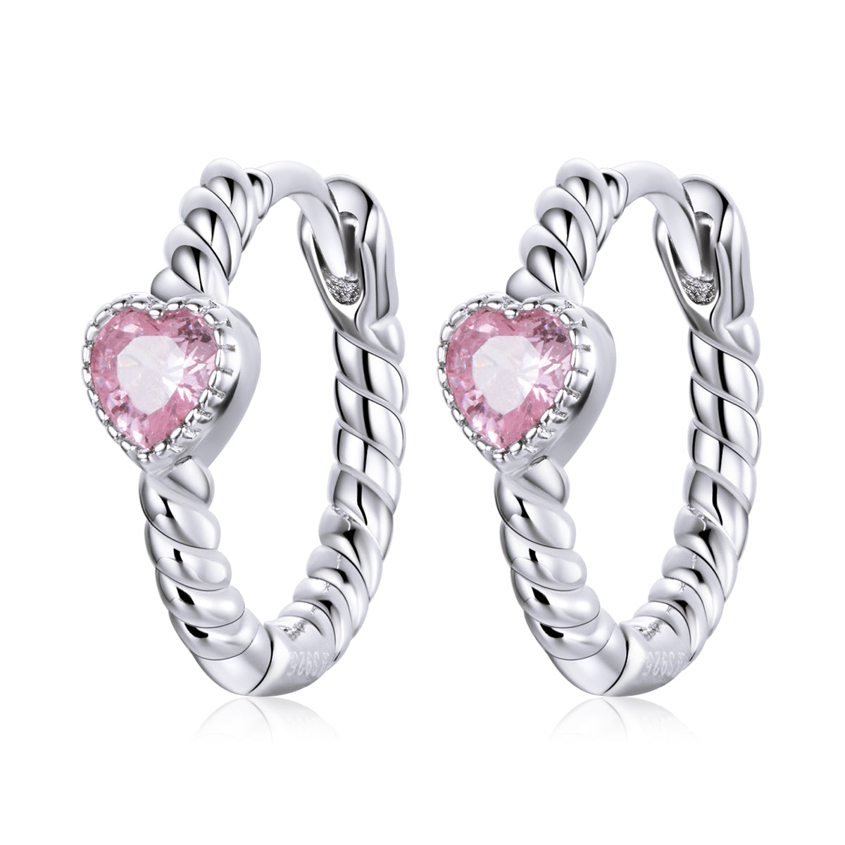 Sterling Silver Beautiful Heart Huggie Hypoallergenic Earrings