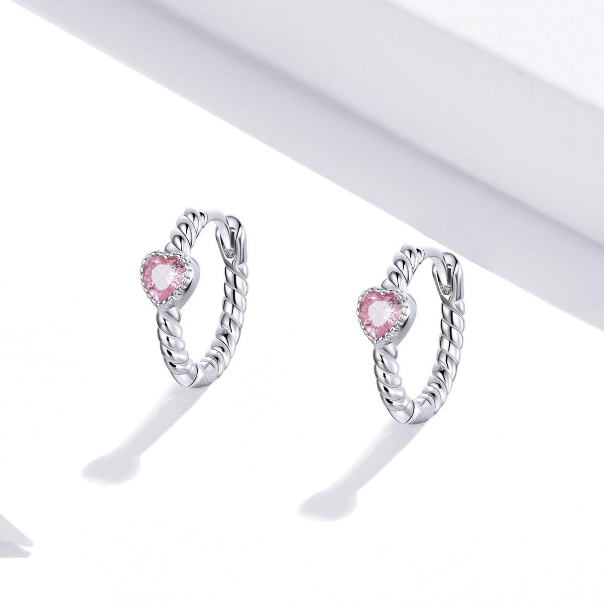 Sterling Silver Beautiful Heart Huggie Hypoallergenic Earrings