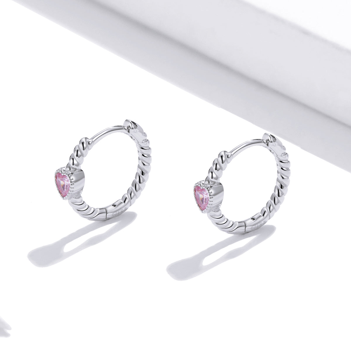 Sterling Silver Beautiful Heart Huggie Hypoallergenic Earrings