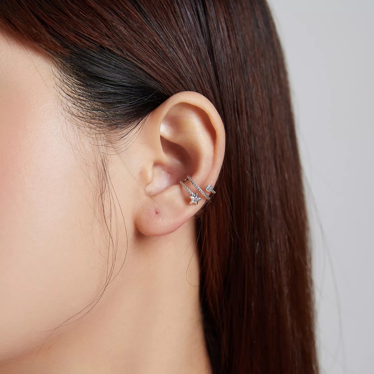 Sterling Silver Single Star Hypoallergenic Ear Cuff (Single)