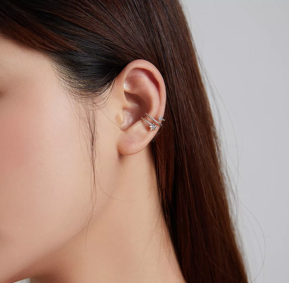 Sterling Silver Single Star Hypoallergenic Ear Cuff (Single)