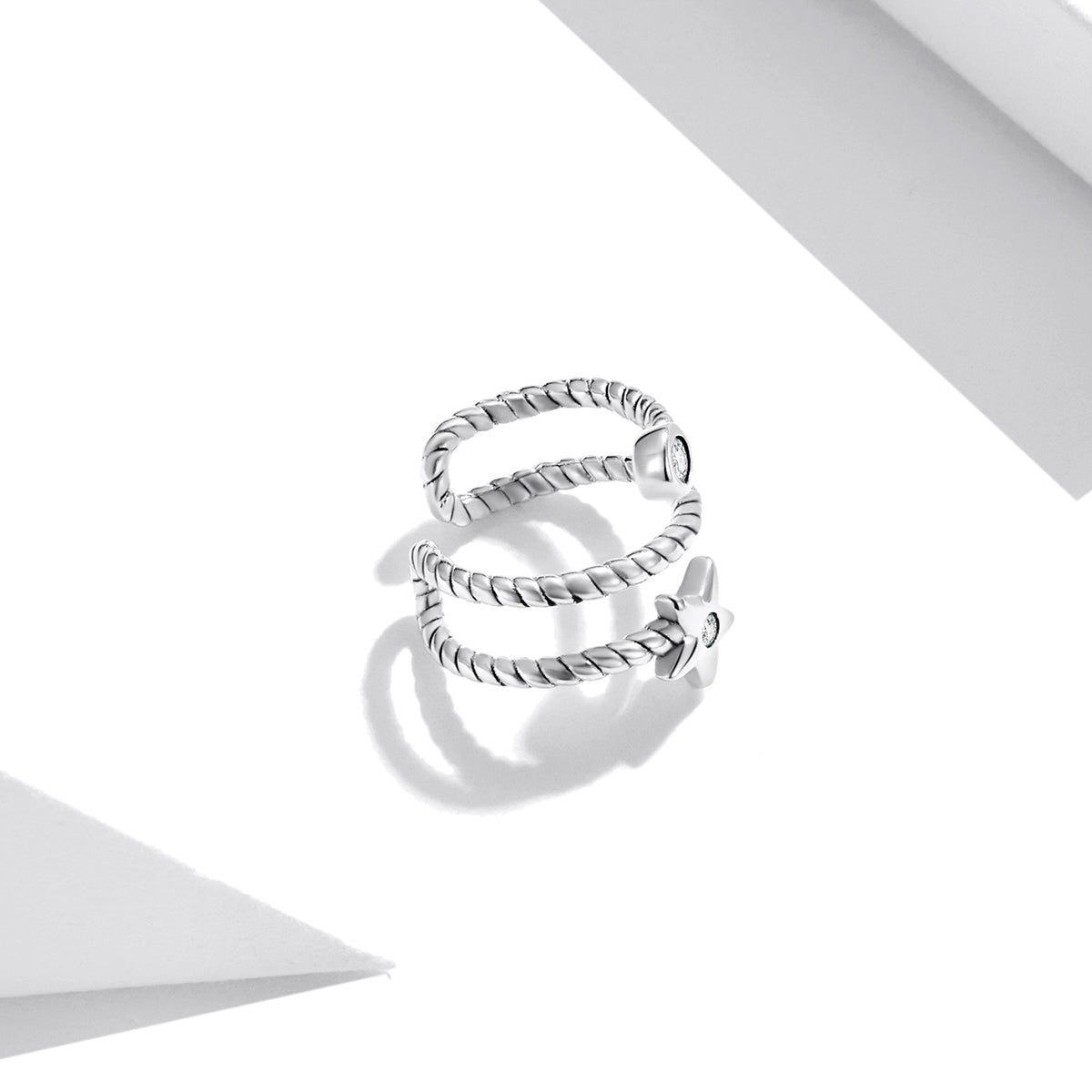Sterling Silver Single Star Hypoallergenic Ear Cuff (Single)