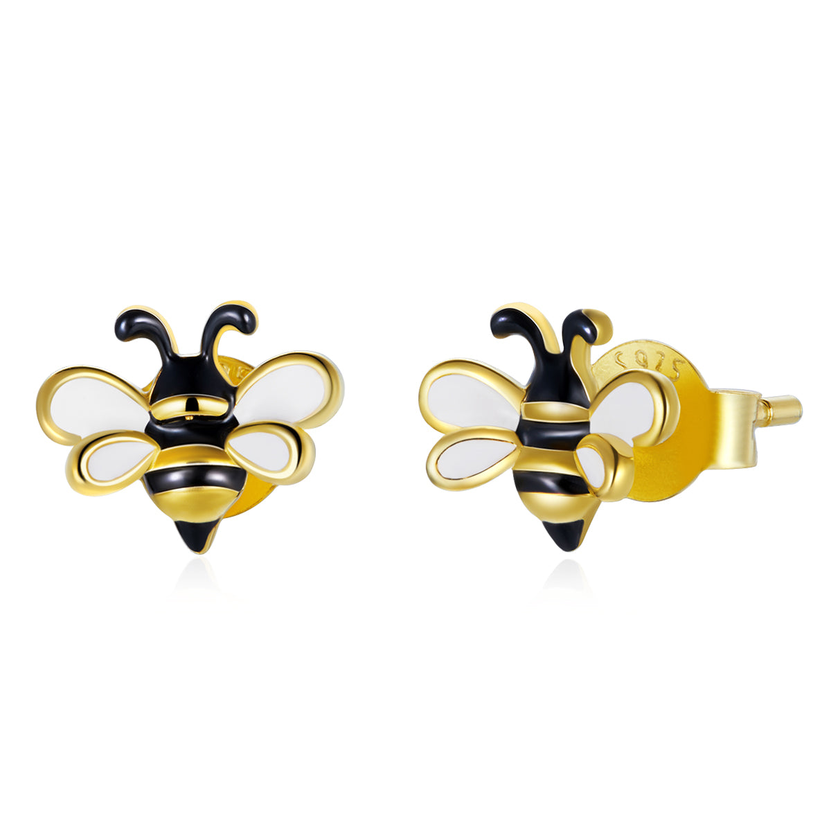 Sterling Silver Cute Bee Stud Hypoallergenic Earrings