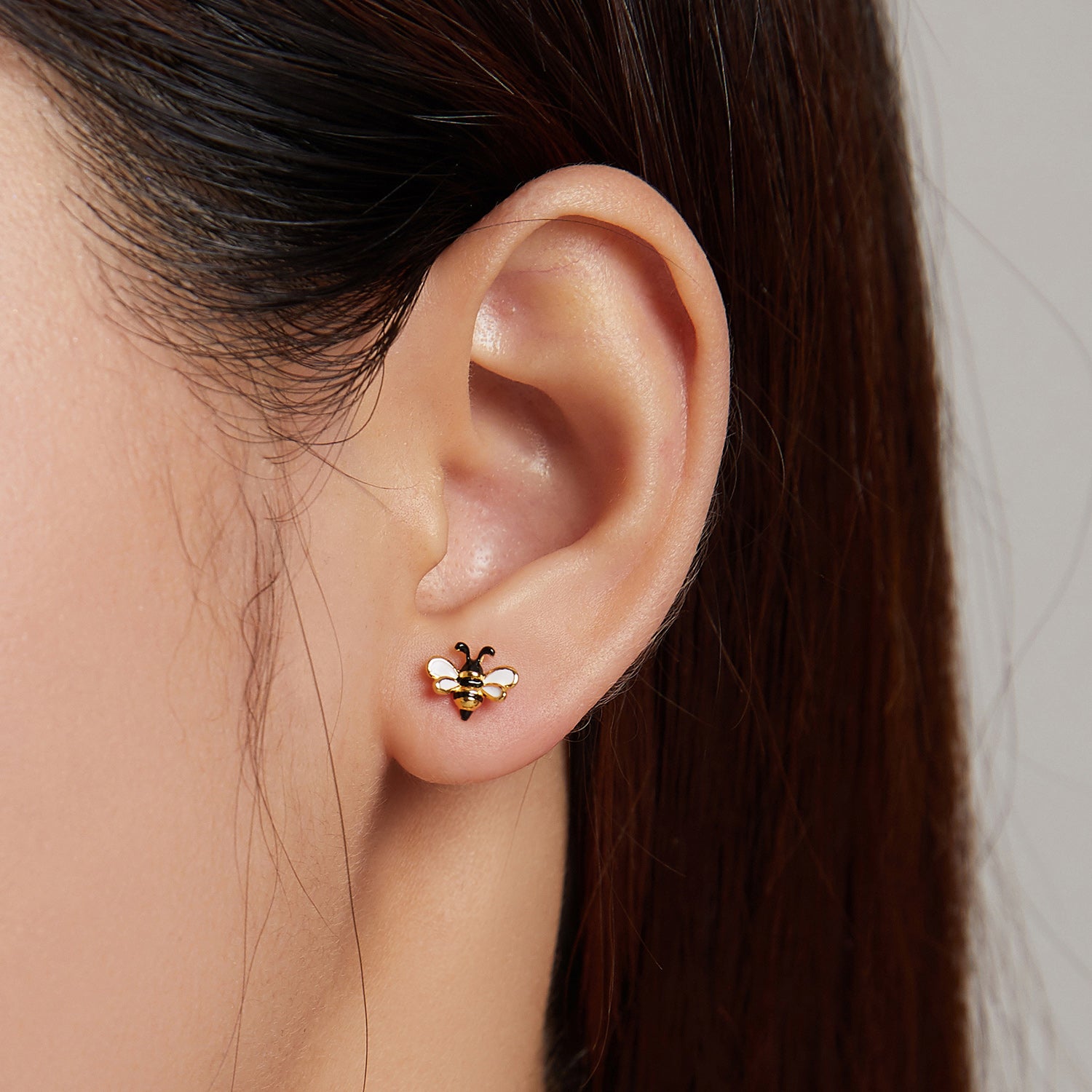 Sterling Silver Cute Bee Stud Hypoallergenic Earrings