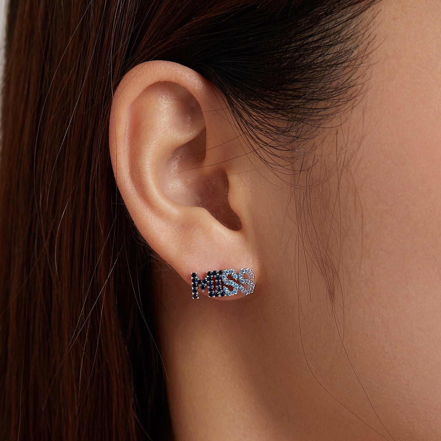 Sterling Silver Miss You Stud Hypoallergenic Earrings