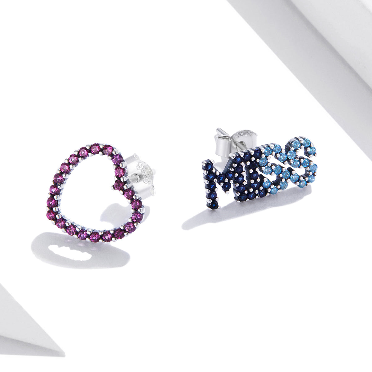 Sterling Silver Miss You Stud Hypoallergenic Earrings