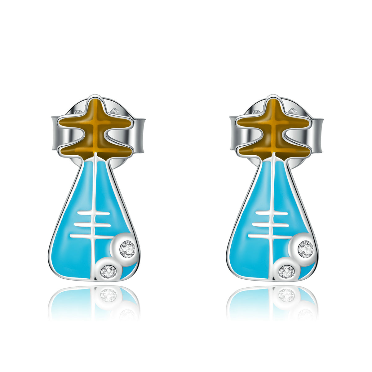 Sterling Silver Mandolin Stud Hypoallergenic Earrings
