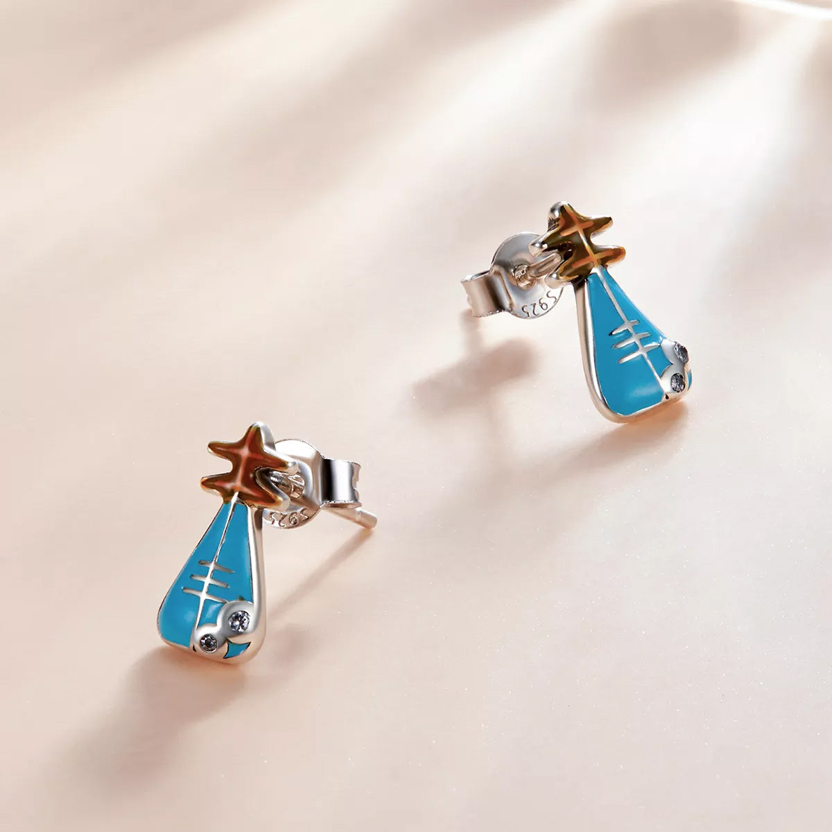 Sterling Silver Mandolin Stud Hypoallergenic Earrings
