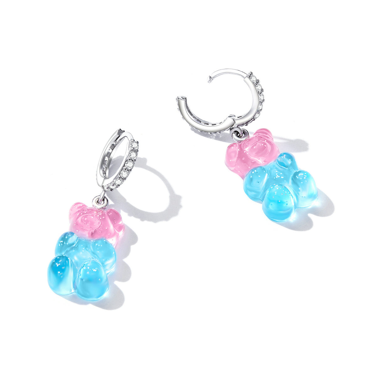 Sterling Silver Candy Bear Huggie Hypoallergenic Earrings