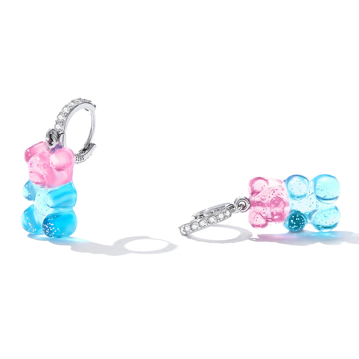 Sterling Silver Candy Bear Huggie Hypoallergenic Earrings