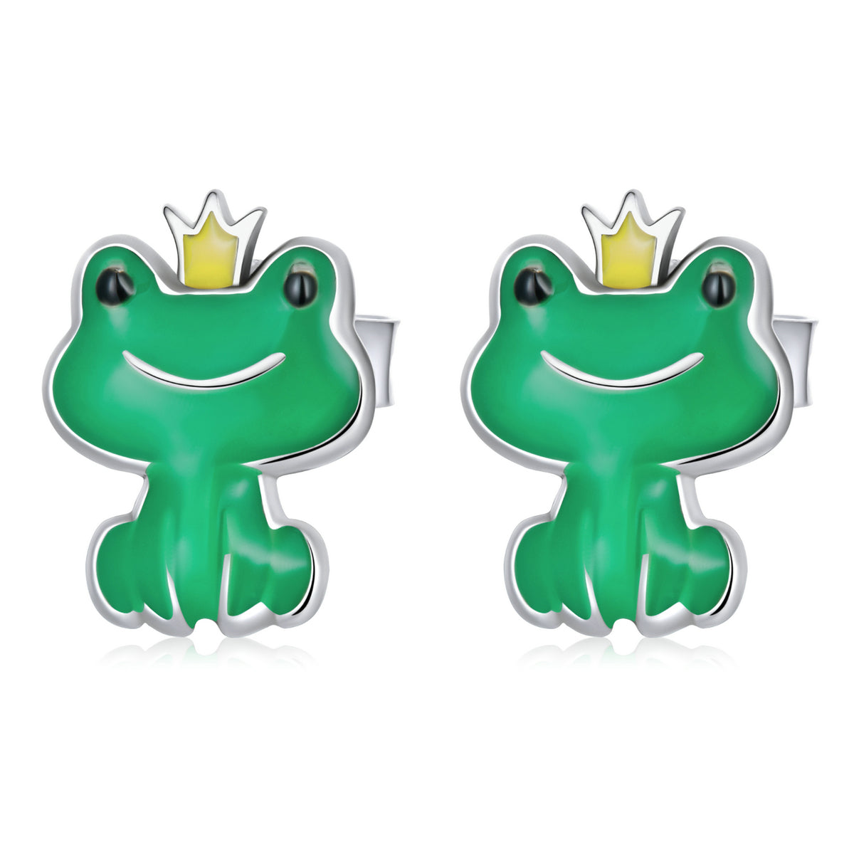 Sterling Silver Prince Frog Stud Hypoallergenic Earrings