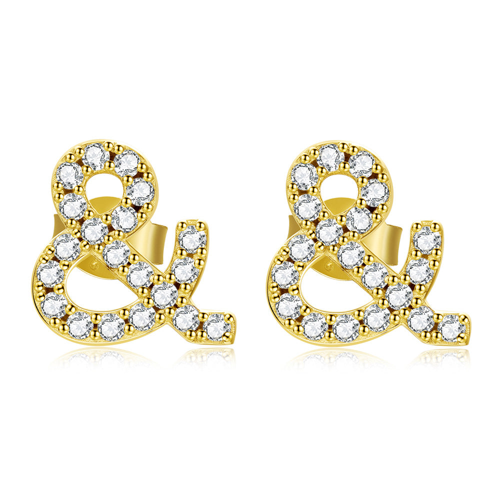 Sterling Silver Ampersand Stud Hypoallergenic Earrings