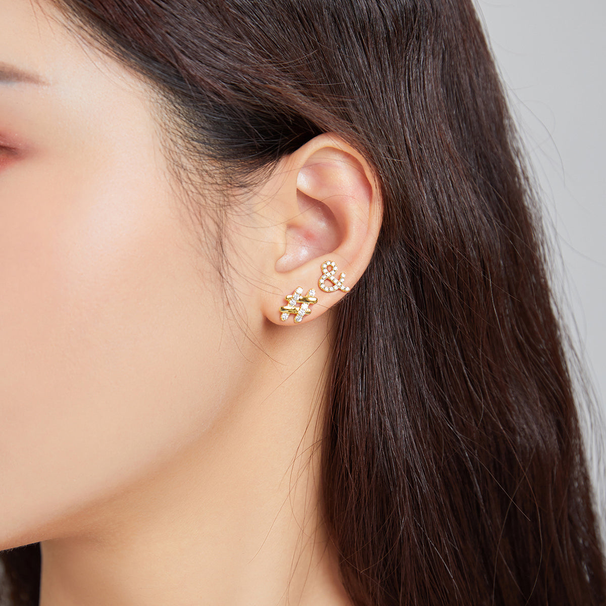 Sterling Silver Ampersand Stud Hypoallergenic Earrings