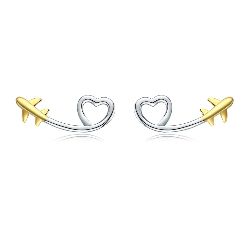 Sterling Silver Love Of Travel Stud Hypoallergenic Earrings