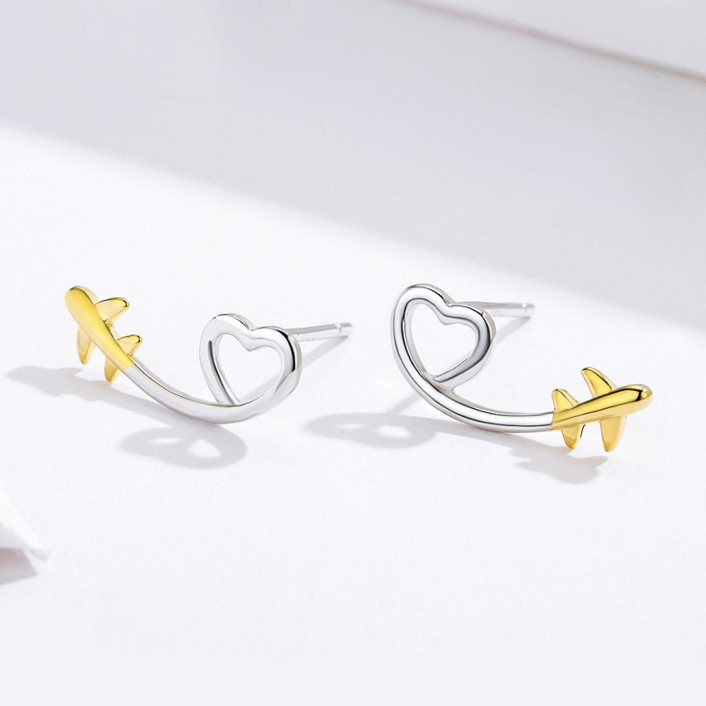 Sterling Silver Love Of Travel Stud Hypoallergenic Earrings