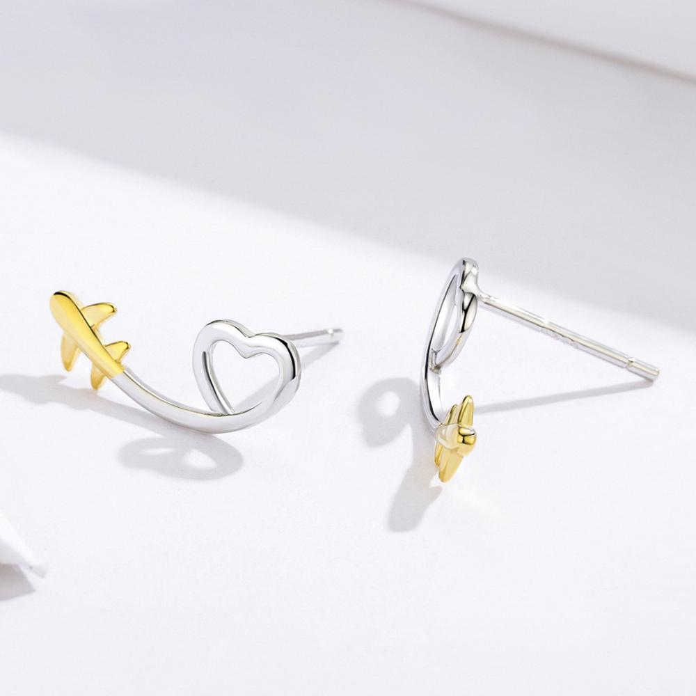 Sterling Silver Love Of Travel Stud Hypoallergenic Earrings