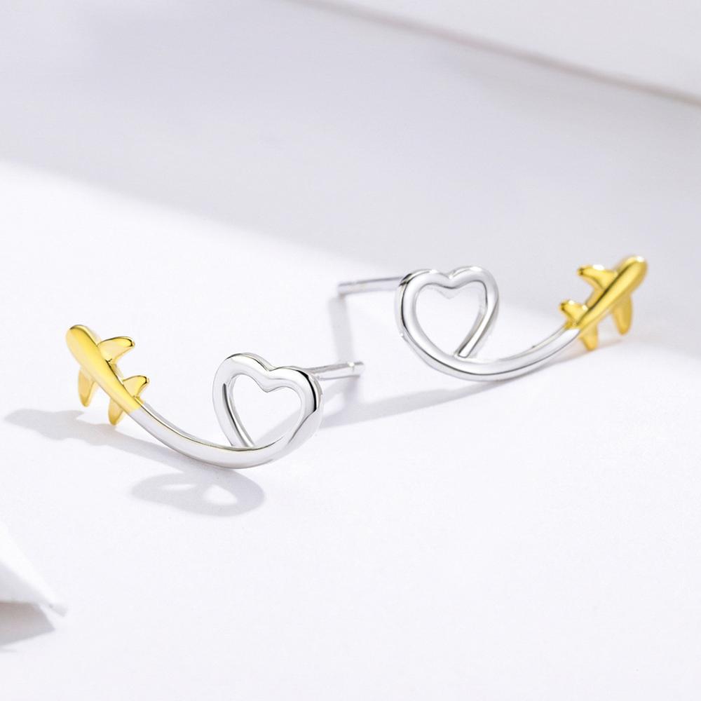Sterling Silver Love Of Travel Stud Hypoallergenic Earrings