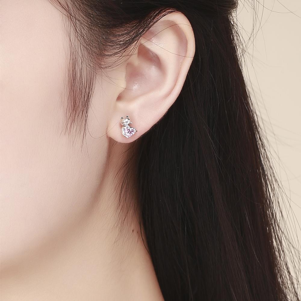 Sterling Silver Lovely Cat Stud Hypoallergenic Earrings