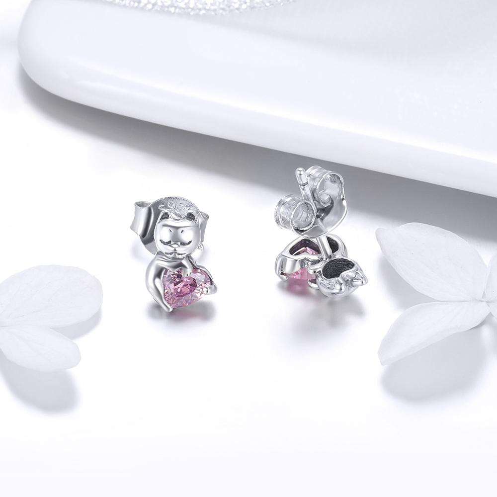 Sterling Silver Lovely Cat Stud Hypoallergenic Earrings