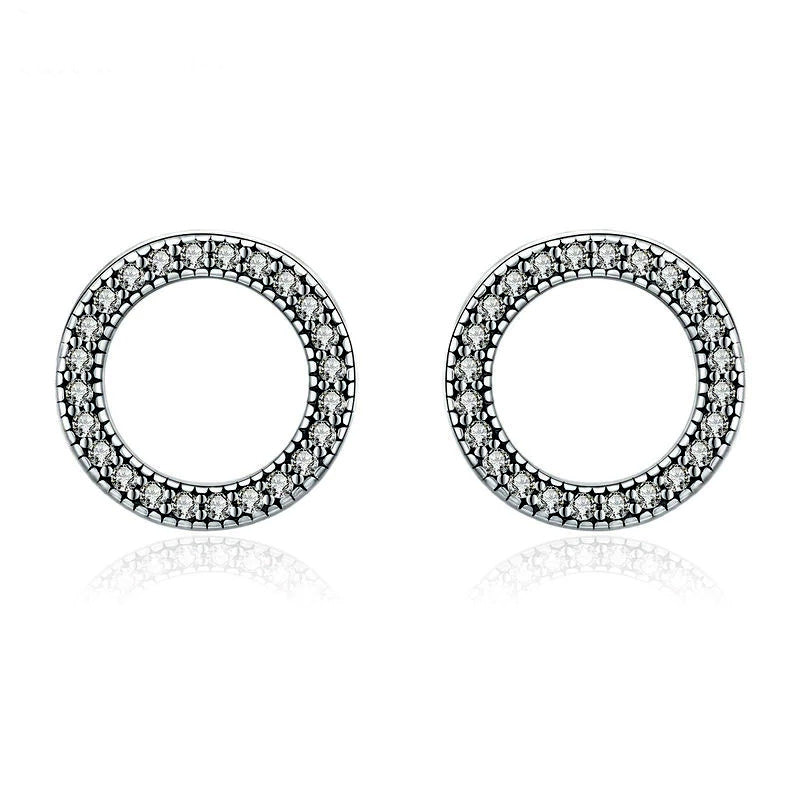 Sterling Silver Luminous Circle Stud Earrings