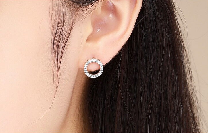 Sterling Silver Luminous Circle Stud Earrings
